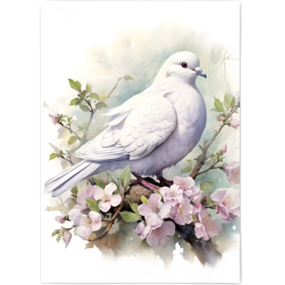 Watercolor Mourning Dove Bird Portrait Wall Art Illustration Print Unframed - Picture 3 of 5
